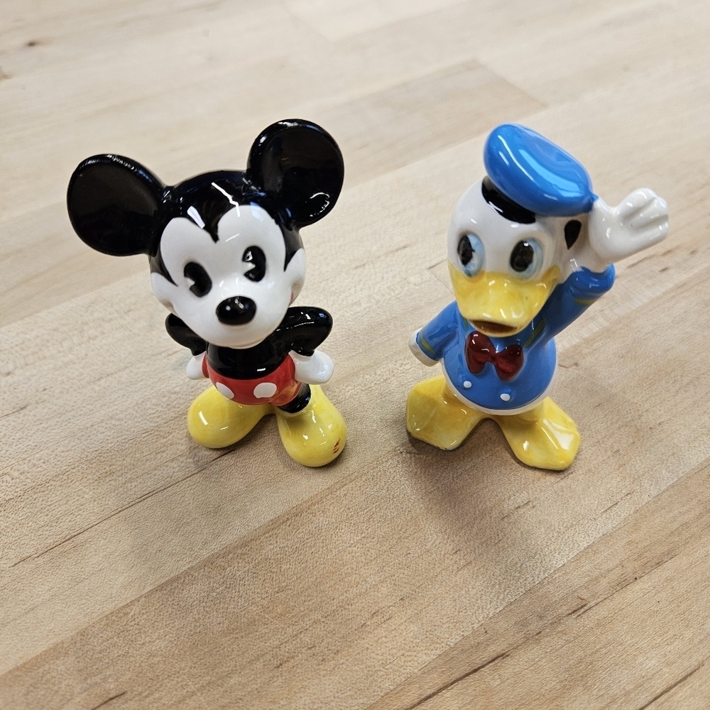 Disney Mickey Mouse and Donald Duck 3β Ceramic Figurines From Japan Disneyland